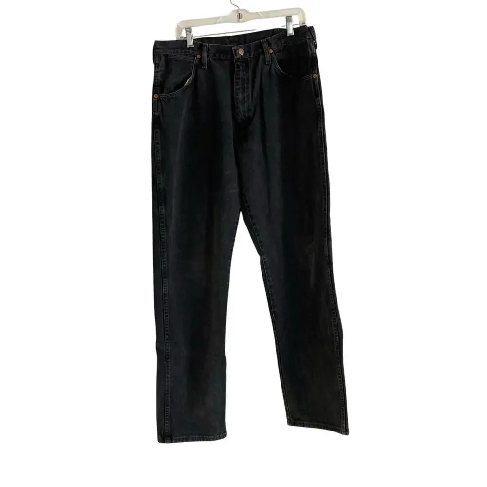 Mens Vintage 90s Wrangler Cotton Black Denim Jeans Western Cowboy Size 36x33